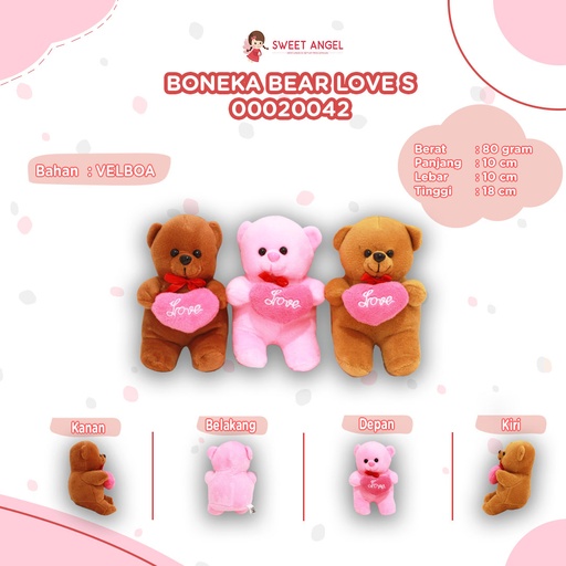 [00020042] BONEKA BEAR LOVE S KECIL S" CAPIT