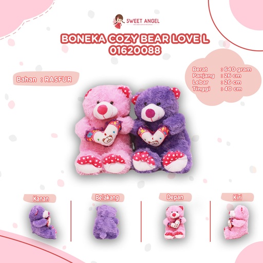 [01620088] BONEKA COZY BEAR LOVE L (6PCS