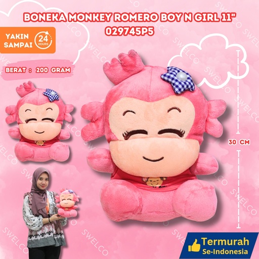 [029745P5] BONEKA MONKEY ROMERO BOY n GIRL 11"