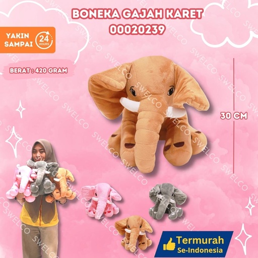 [00020239] BONEKA GAJAH KARET ANIMAL SEDANG