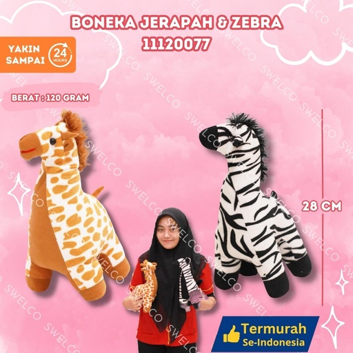 [11120077] BONEKA JERAPAH n ZEBRA ANIMAL KECIL DUDUK