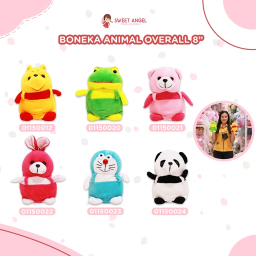 [01150084] BONEKA ANIMAL OVERALL 8"