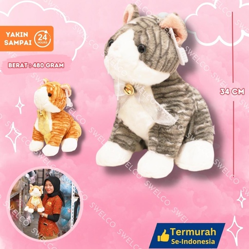 [00290346] BONEKA SITTING CAT NEW PV 14H KUCING BESAR 14H" DUDUK