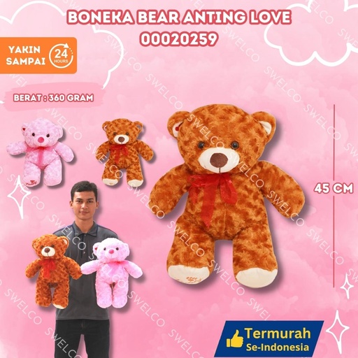 [00020259] BONEKA BEAR ANTING LOVE BERBULU