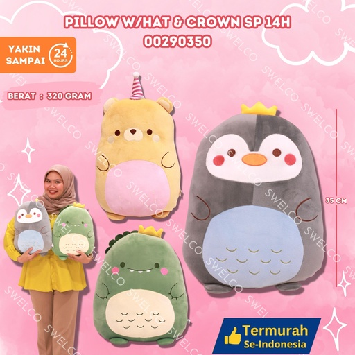 [00290350] PILLOW W/HAT n CROWN SP 14H' KARAKTER BANTAL SPANDEX 14H" SEDANG