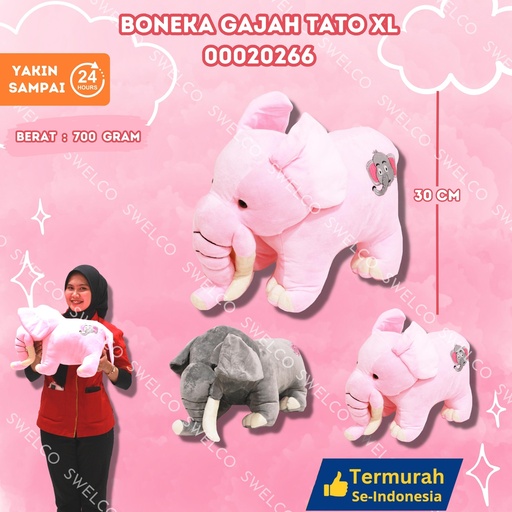 [00020266] BONEKA GAJAH TATO XL ANIMAL DUDUK