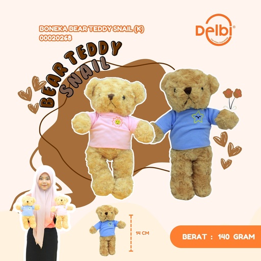 [00020268] BONEKA BEAR TEDDY SNAIL (K) BERBULU KECIL K"