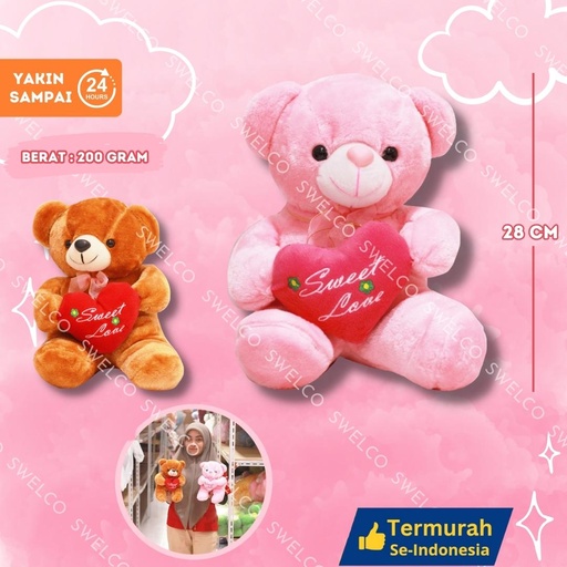 [01620709] BONEKA BEAR LOVE 10" KECIL
