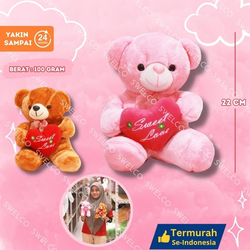 [01620710] BONEKA BEAR LOVE VONEL 8" KECIL 18"