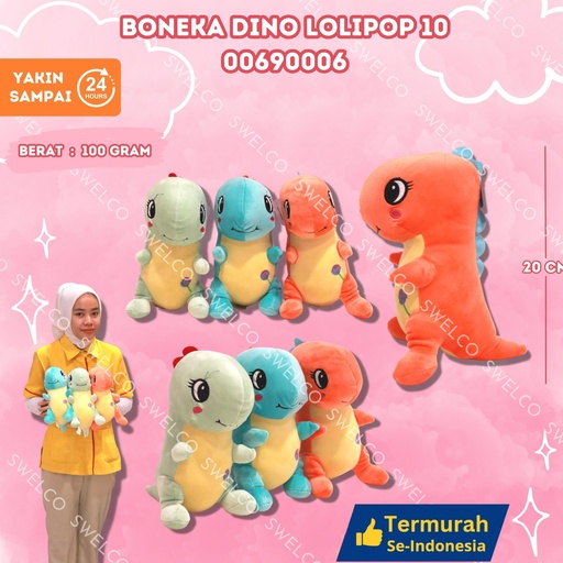 [00690006] BONEKA DINO LOLIPOP 10" KECIL ANIMAL
