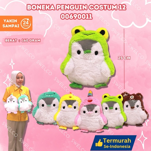 [00690011] BONEKA PENGUIN COSTUM 12" KECIL BERBULU