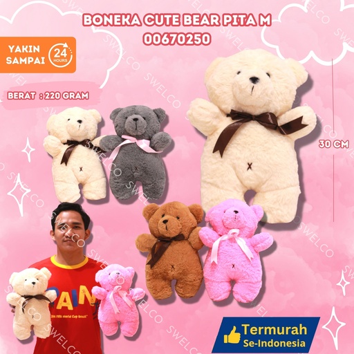 [00670250] BONEKA CUTE BEAR PITA M