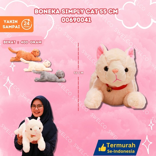 [00690041] BONEKA SIMPLY CAT 55CM KUCING TIDUR