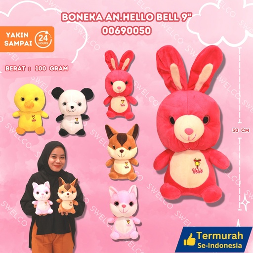 [00690050] BONEKA AN.HELLO BELL 9" ANIMAL KECIL HELLO KARAKTER