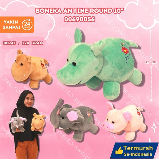 [00690056] BONEKA AN FINE ROUND 10" ANIMAL HEWAN