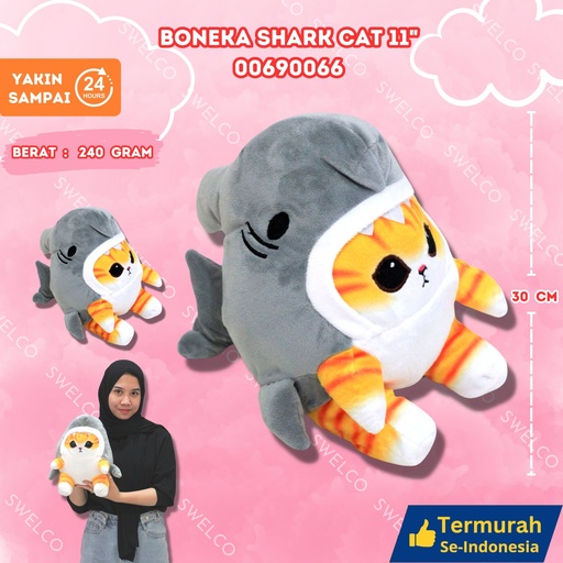 [00690066] BONEKA SHARK CAT 11" KECIL KUCING
