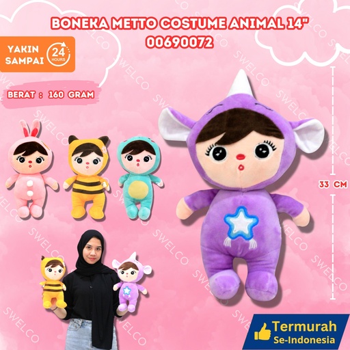 [00690072] BONEKA METTO COSTUME ANIMAL 14" KARAKTER KECIL