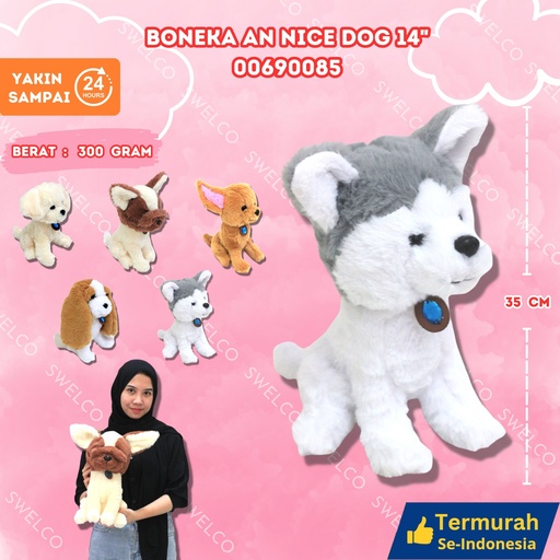[00690085] BONEKA AN NICE DOG 14" ANIMAL ANJING DUDUK