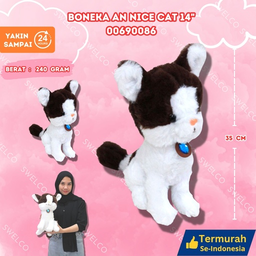 [00690086] BONEKA AN NICE CAT 14" ANIMAL KUCING DUDUK