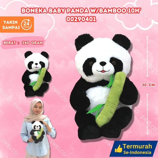 [00290401] BONEKA BABY PANDA W/BAMBOO 10H'