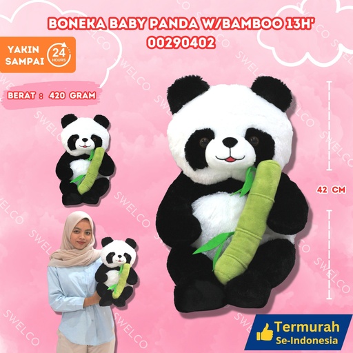 [00290402] BONEKA BABY PANDA W/BAMBOO 13H'