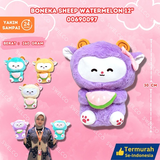 [00690097] BONEKA SHEEP WATERMELON 12" KARAKTER BERBULU SEMANGKA