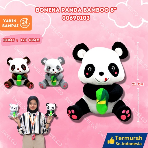 [00690103] BONEKA PANDA BAMBOO 8" KECIL
