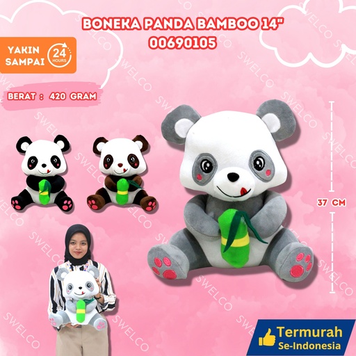 [00690105] BONEKA PANDA BAMBOO 14" SEDANG