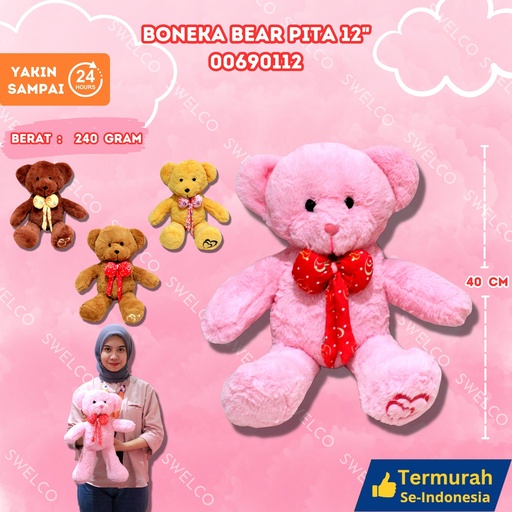 [00690112] BONEKA BEAR PITA 12" KECIL BERBULU