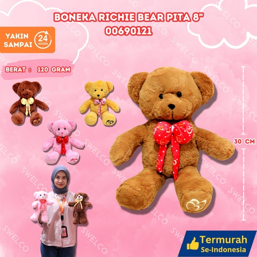 [00690121] BONEKA RICHIE BEAR PITA 8" BERBULU KECIL