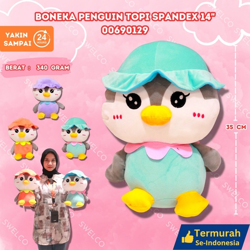 [00690129] BONEKA PENGUIN TOPI SPANDEX 14"