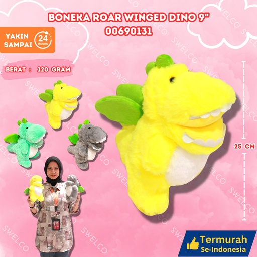 [00690131] BONEKA ROAR WINGED DINO 9" ANIMAL MANGAP