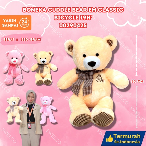 [00290425] BONEKA CUDDLE BEAR EM CLASSIC BICYCLE 19H' PITA 19H