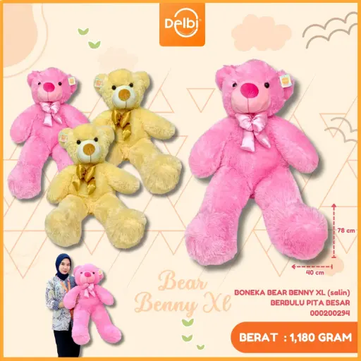 [000200294] BONEKA BEAR BENNY XL (salin) BERBULU PITA BESAR