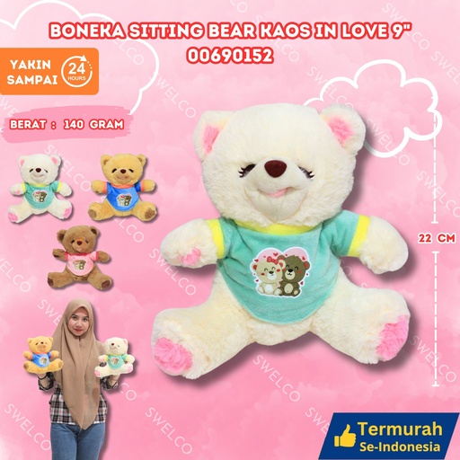 [00690152] BONEKA SITTING BEAR KAOS IN LOVE 9" KECIL DUDUK
