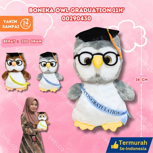 [00290430] BONEKA OWL GRADUATION 11H' WISUDA BURUNG HANTU SARJANA
