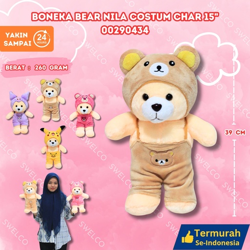 [00290434] BONEKA BEAR NILA COSTUM CHAR 15" BAJU