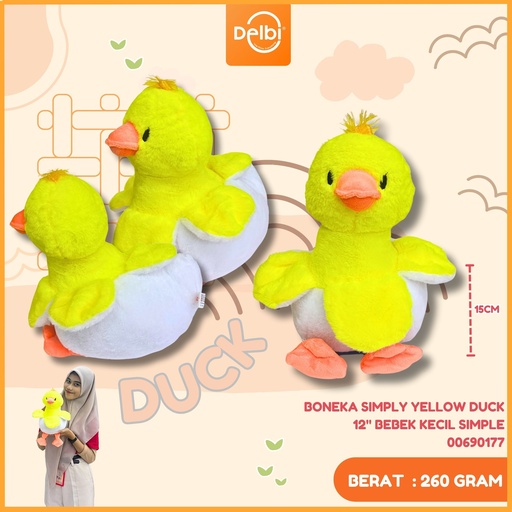 [00690177] BONEKA SIMPLY YELLOW DUCK 12" BEBEK KECIL SIMPLE