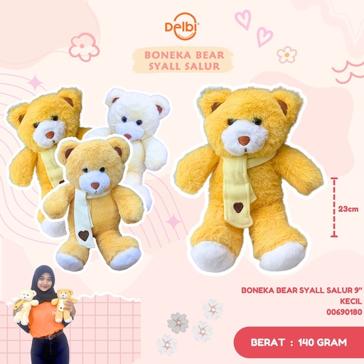 [00690180] BONEKA BEAR SYALL SALUR 9" KECIL