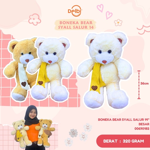 [00690182] BONEKA BEAR SYALL SALUR 14" BESAR