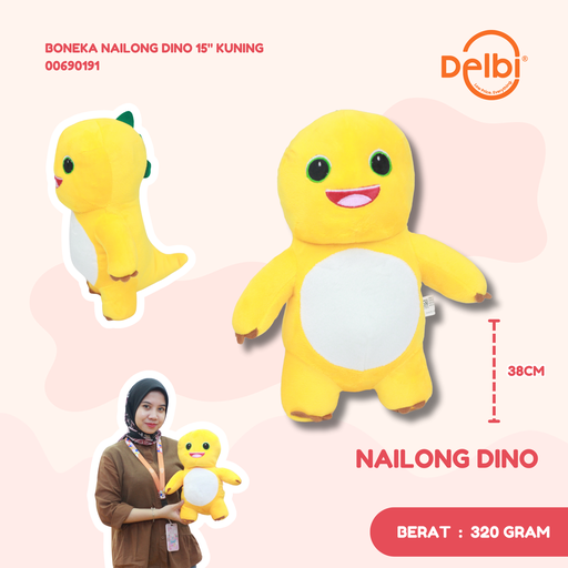 [00690191] BONEKA NAILONG DINO 15" KUNING