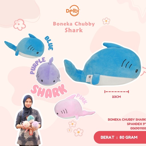 [006901100] BONEKA CHUBBY SHARK SPANDEX 9"