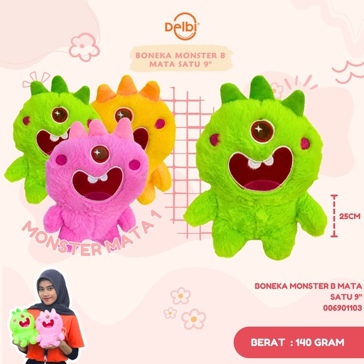 [006901103] BONEKA MONSTER B MATA SATU 9"