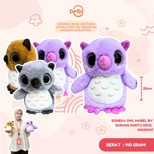 [00290447] BONEKA OWL MABEL 8H" BURUNG HANTU KECIL 