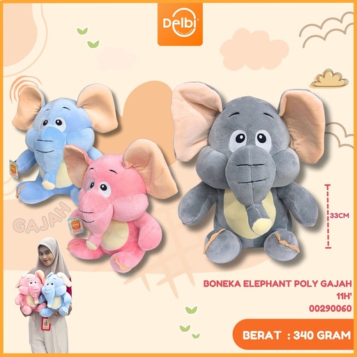[00290060] BONEKA ELEPHANT POLY GAJAH 11H' 