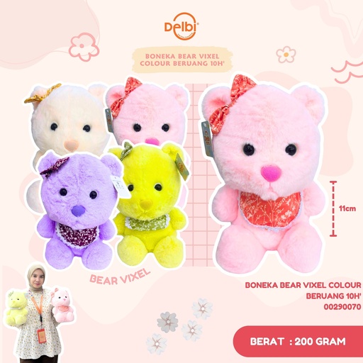 [00290070] BONEKA BEAR VIXEL COLOUR BERUANG 10H'