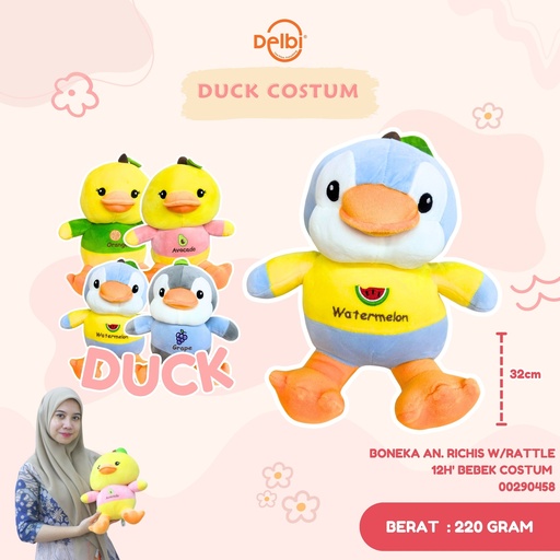 [00290458] BONEKA AN. RICHIS W/RATTLE 12H' BEBEK COSTUM 