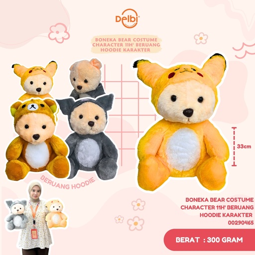 [00290465] BONEKA BEAR COSTUME CHARACTER 11H' BERUANG HOODIE KARAKTER 