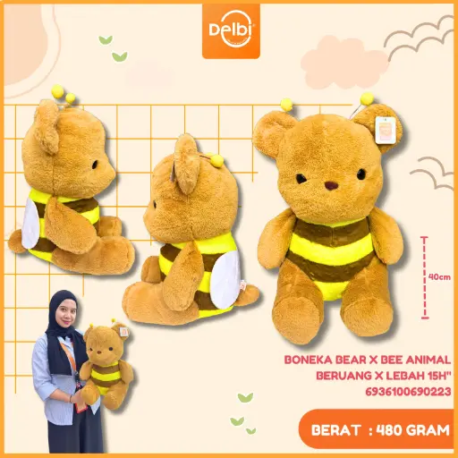 [6936100690223] BONEKA BEAR X BEE ANIMAL BERUANG X LEBAH 15H"