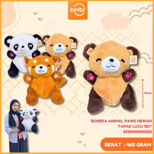 [6936100690225] BONEKA ANIMAL PAWS HEWAN TAPAK LUCU 15H"